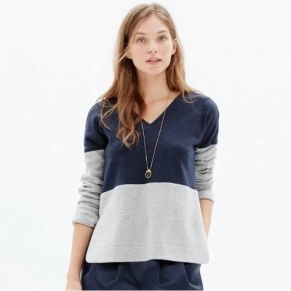 Madewell Grey & Blue V Neck Pullover Size Small
